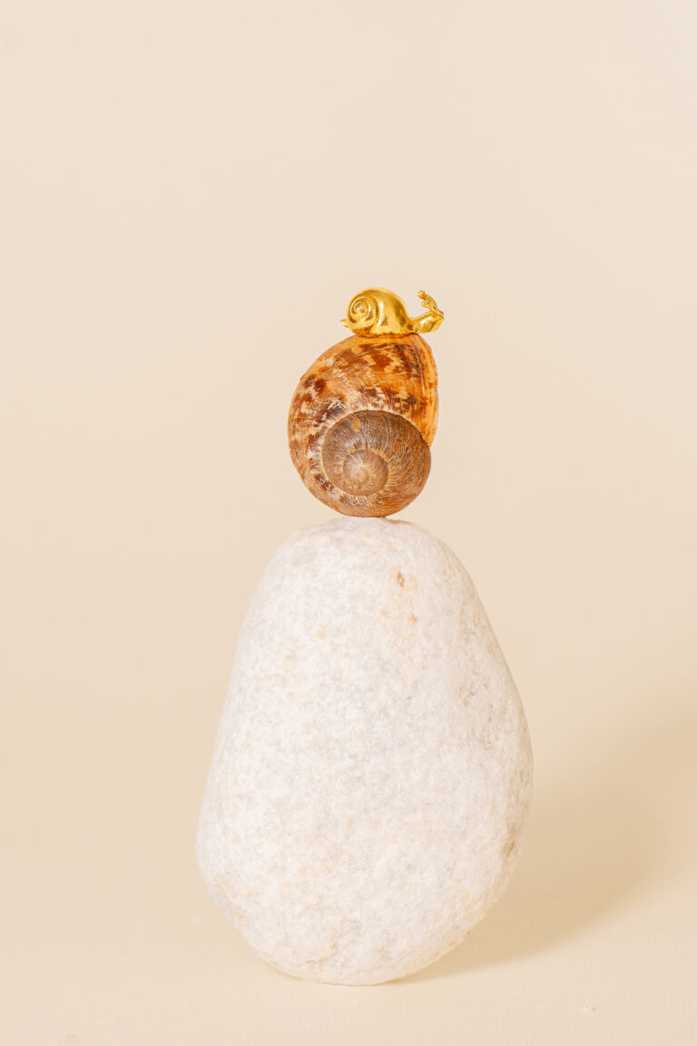 colgante caracol en cima de piedra blanca