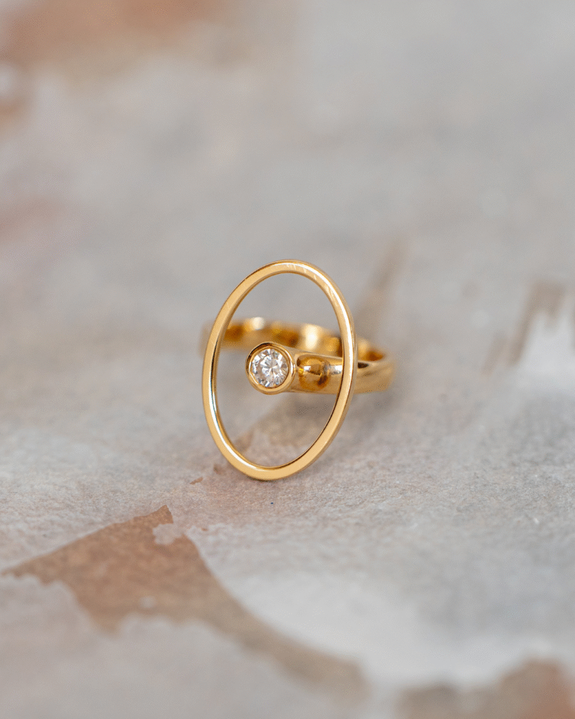 anillo ovalado con brillante 2